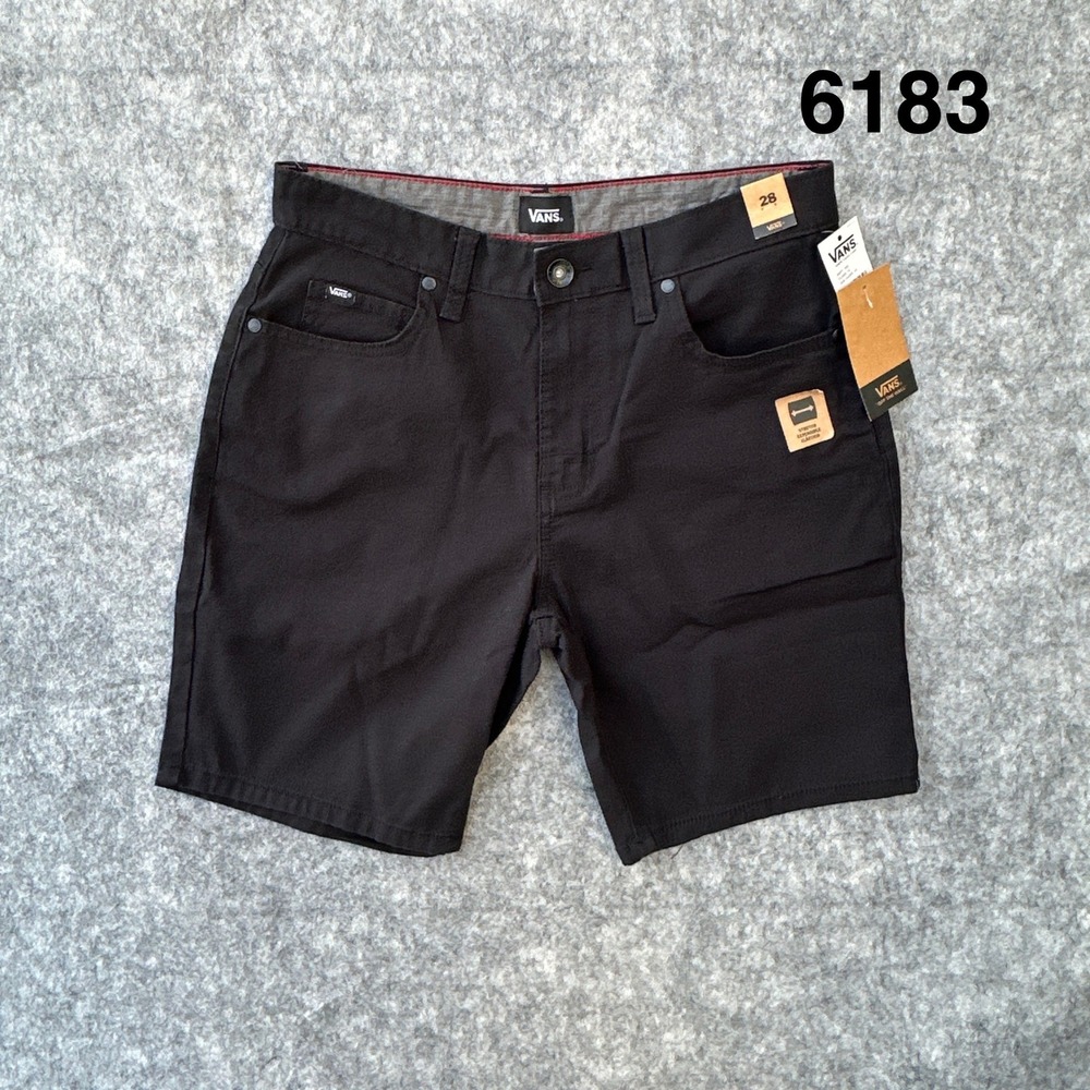 Vans Chino Shorts Mens 28 Black New Stretch Cotton Twill 5-Pocket Skateboarding